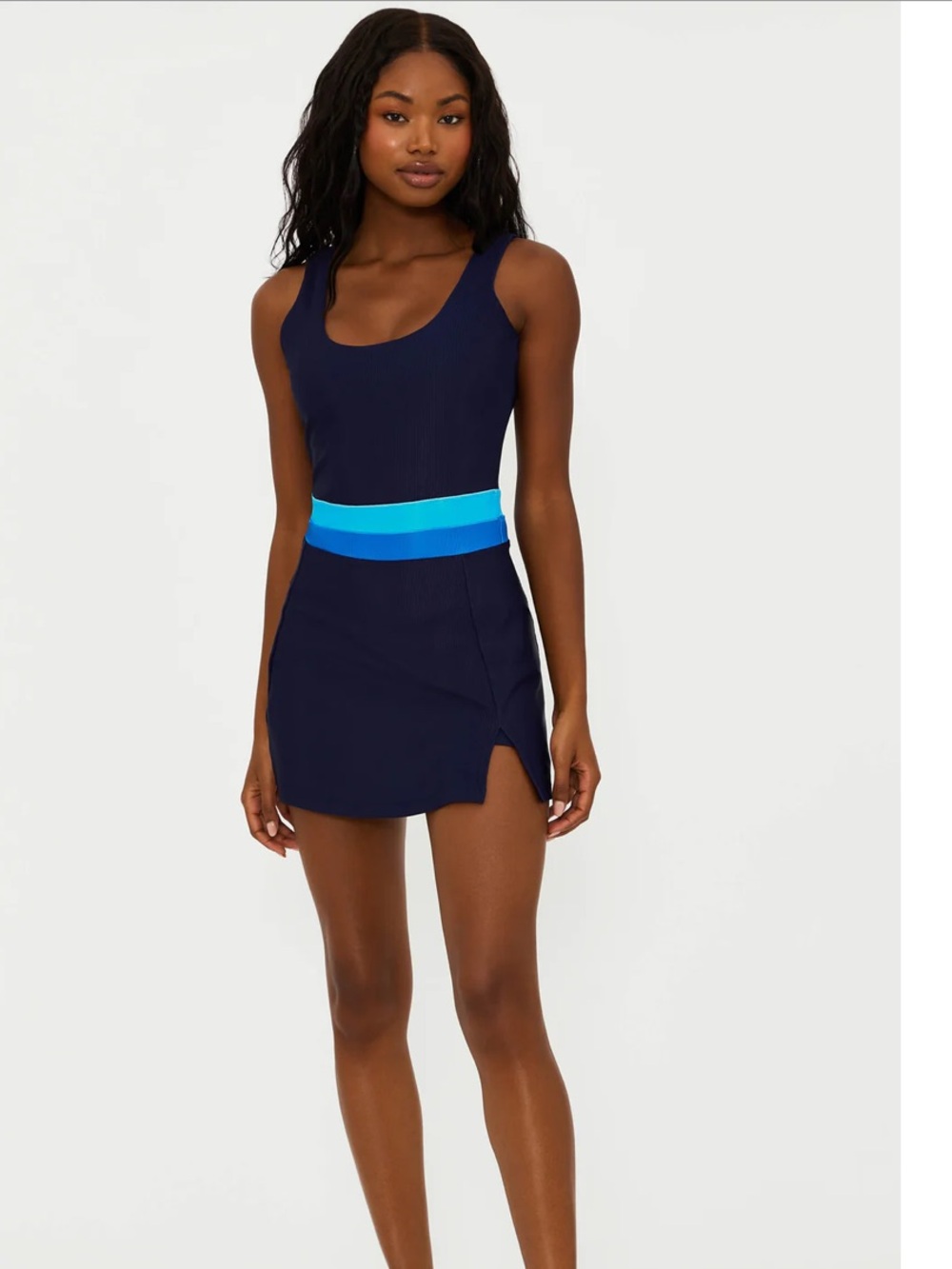 Beach Riot Navy Mini Dress with Aqua & Cyan Waistband - Picture 4 of 7